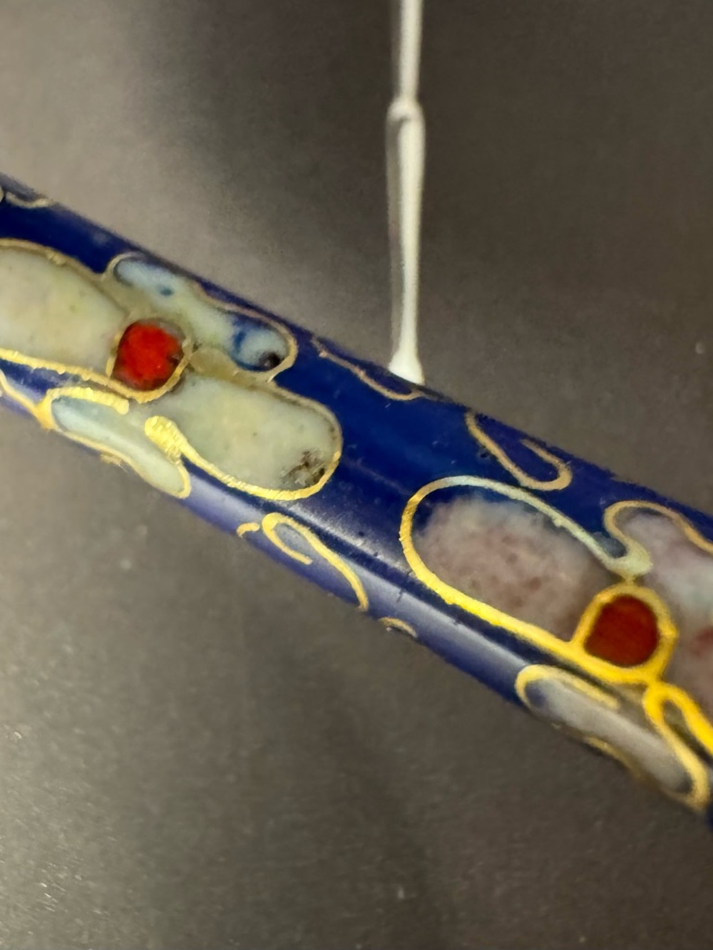 Cobolt blue very vintage Floral Cloisonné Bangle! Pull clasp to open! - Picture 10 of 12